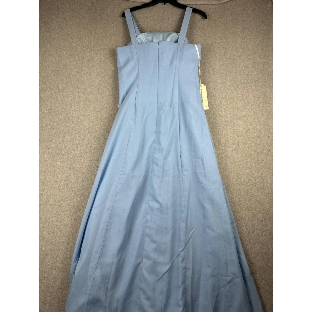 Blue Formal Dress Womens 8 Sequin Lace A Line Chiffon Maxi Wedding Gown NWT - Picture 9 of 11